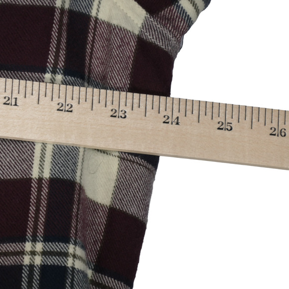 LL Bean Fleece Lined Flannel Shacket Mens Large Flannel Shirt Brown Side Pocket - Picture 9 of 11